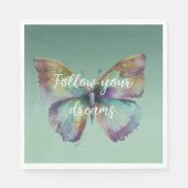 パープルアクアブルー金ゴールドミント蝶 スタンダードランチョンナプキン (正面)