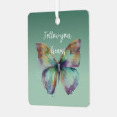 パープルアクアブルー金ゴールドミント蝶 メタルオーナメント (正面左)