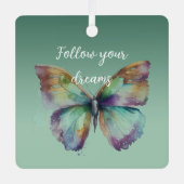 パープルアクアブルー金ゴールドミント蝶 メタルオーナメント (正面)