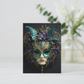 パープルアクアマスカレードマスクマルディグラスドラマ ポストカード (スタンド正面)