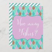 パープルアクアマーメイドベビーシャワーゲーム招待状 招待状 (正面/裏面)