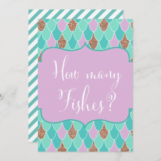 パープルアクアマーメイドベビーシャワーゲーム招待状 招待状 (正面/裏面)