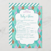 パープルアクアマーメイドベビーシャワーゲーム招待状 招待状 (正面/裏面)