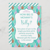 パープルアクアマーメイドベビーシャワーゲーム招待状 招待状 (正面/裏面)