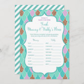 パープルアクアマーメイドベビーシャワーゲーム招待状 招待状 (正面/裏面)