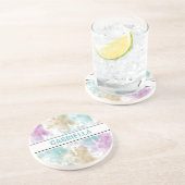 パープルアクアミントピンククリーム抽象芸術 コースター (側面)