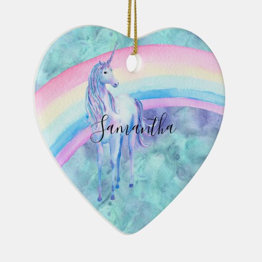 パープルアクアユニコーンドリームレインボー セラミックオーナメント (右)