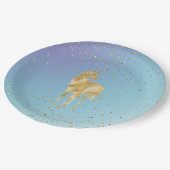 パープルアクア金ゴールドスパークルユニコーン ペーパープレート (アングル)
