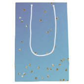 パープルアクア金ゴールドスパークルユニコーン ミディアムペーパーバッグ (裏面)