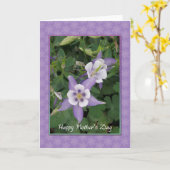 パープルアクイレジア、オダマキ(植物)マザーズデイカード カード (黄色い花)