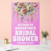 パープルアクリルフローラブライダルシャワーウェルカムサイン アクリルサイン (ウェディング)