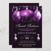 パープルアゲエレガントートウィンターボードスウィート16 招待状 (正面/裏面)
