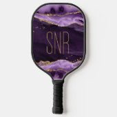 パープルアゲテゲード金ゴールドグリッター パーソナライズされた ピックルボールラケット (裏面)