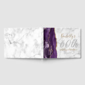 パープルアゲモダンート金ゴールドスクリプトマーブル誕生日 ゲストブック (全面)
