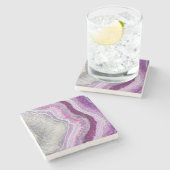 パープルアゲートジオードマーブルストーンコースター ストーンコースター (横)