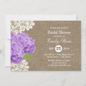 パープルアジェ素朴アレースバーラップブライダルシャワー 招待状 (正面)