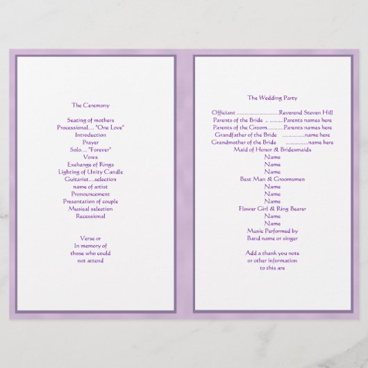 パープルアジサイテンプレート結婚式 プログラム (裏面)