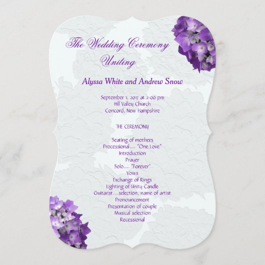 パープルアジサイ結婚式 プログラムテンプレート プログラム (正面)