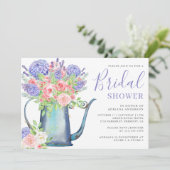 パープルアジサイ赤面ピンクローズブライダルシャワー 招待状 (スタンド正面)