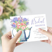 パープルアジサイ赤面ピンクローズブライダルシャワー 招待状