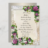 パープルアジサイ&レースバチェロレッテ 招待状 (正面/裏面)