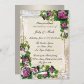 パープルアジサイ&レースリハーサルディナー招待状 招待状 (正面/裏面)