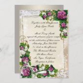 パープルアジサイ&レース招待状 招待状 (正面/裏面)