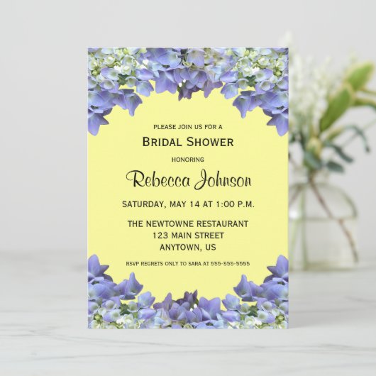 パープルアジサイonイエローブライダルシャワー 招待状 (スタンド正面)
