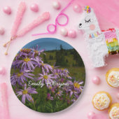 パープルアスター花アット山レイニア ペーパープレート (パーティー)