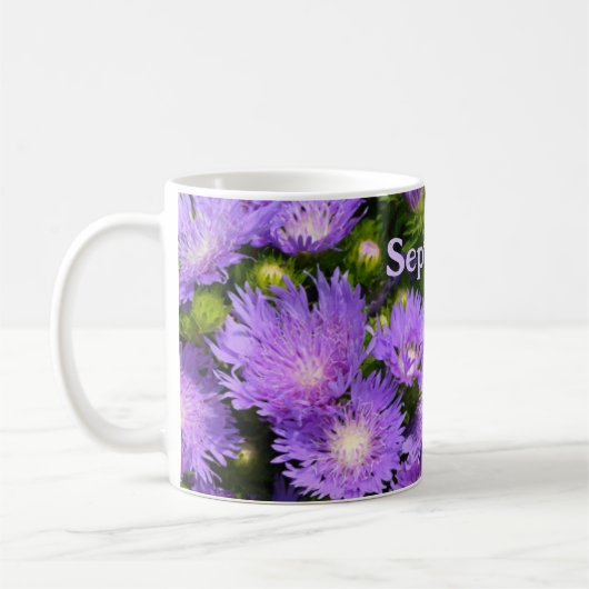 パープルアスター野草写真フローラ コーヒーマグカップ (左)