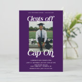 パープルアスリート卒業クリートオフキャップオン 招待状 (スタンド正面)