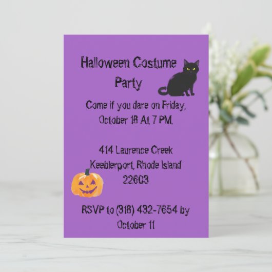 パープルアダルトハローウィンパーティ招待状 招待状 (スタンド正面)