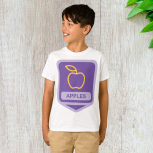 パープルアップルバッジデザインフルーツ恋人 Tシャツ