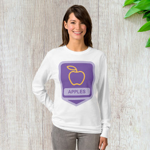 パープルアップルバッジデザインフルーツ恋人 Tシャツ