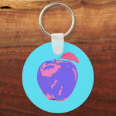 パープルアップルポップ・アートのアート キーホルダー (正面)