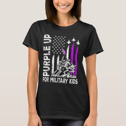 パープルアップ軍隊キッズフラグ軍隊子モ Tシャツ (正面)
