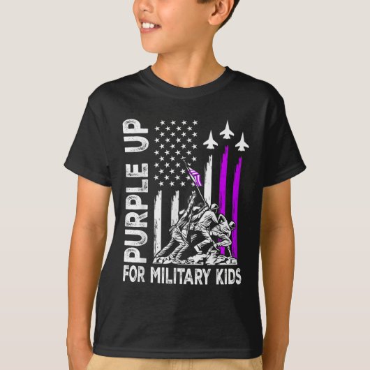 パープルアップ軍隊キッズフラグ軍隊子モ Tシャツ (正面)
