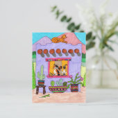 パープルアドビハウスで4匹の猫を ポストカード (スタンド正面)