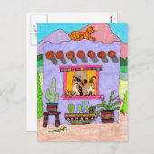 パープルアドビハウスで4匹の猫を ポストカード (正面/裏面)