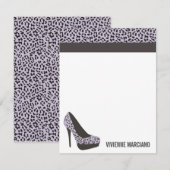 パープルアニマルプリント | フラットノテパーソナライズされたカード ノートカード (正面/裏面)