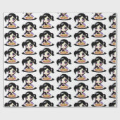 パープルアニメガールズピザパーティー誕生日 ラッピングペーパー (フラット)