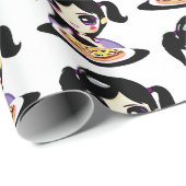 パープルアニメガールズピザパーティー誕生日 ラッピングペーパー (ロールコーナー)