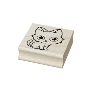 パープルアニメキャットベクターアート ラバースタンプ
