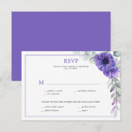 パープルアネモネグリーナリーダブルフレームRSVP 出欠カード