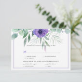 パープルアネモネグリーナリー縁どRSVP 出欠カード (スタンド正面)