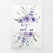 パープルアネモネスバラデイジーアジサイ結婚ズ 三つ折り招待状 (カバー)