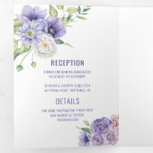 パープルアネモネスバラデイジーアジサイ結婚ズ 三つ折り招待状 (内部最初)