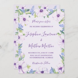パープルアネモネヒヤシンス春の結婚式招待状 招待状