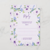 パープルアネモネヒヤシンス春の結婚式返信カード 出欠カード (正面/裏面)