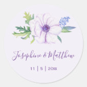 パープルアネモネヒヤシンス春の結婚式 ラウンドシール (正面)